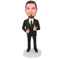 Custom groomsman in black suit  bobble head