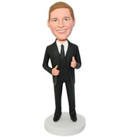 Custom  groomsman in black suit bobble head