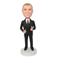 Custom  groomsman in black suit bobble head