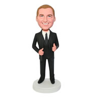 Groomsman in black suit custom bobblehead