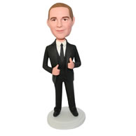 Custom groomsman in black suit  bobble head