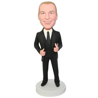 Groomsman in black suit custom bobblehead