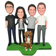 Custom happy family whith their pet dog  bobblehead