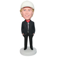 Custom  leisure man in black coat bobblehead