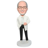 Custom glasses man in white coat  bobblehead