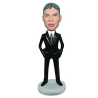 Custom business man in black suit  bobble head