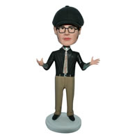 Custom  fashion man in black T-shirt bobble head