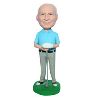 Custom man in blue shirt playing golf  bobblehead
