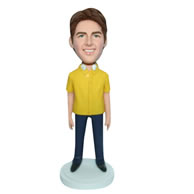 Custom  fashion young man in yellow T-shirt bobble head