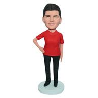 Custom  female in red shirt bobblehead doll