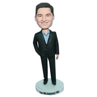 Custom business man in black suit  bobble head