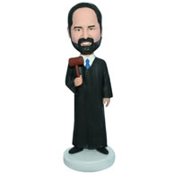 Custom male judge in black long gown bobble head