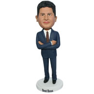 Custom man in blue suit  bobble head