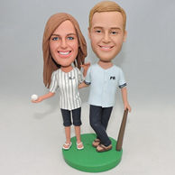 Personalized couple baseball bobbleheads