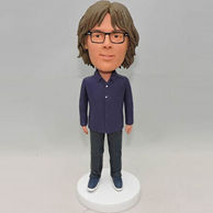 Custom bobbleheads in purple shirt