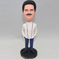Customize chef bobbleheads in white shirt and blue jeans