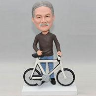 Custom bobbleheads gifts for father with a bicycle