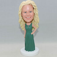 Custom bobblehead in green dress