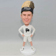 Custom bobbleheads gifts for husband in white sweatshirt