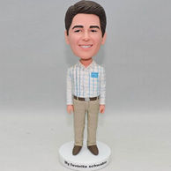 Custom bobbleheads for husband in plaid shirt