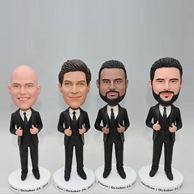 Groomsmen bobbleheads in black tuxedo