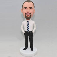 Business men custom bobblehead in white shirt