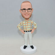 Personalized bobbleheads for husband in plaid shirt