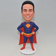Personlized super man bobblehead with blue and red outfit