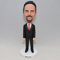 Personlized handsome man bobblehead with black suit