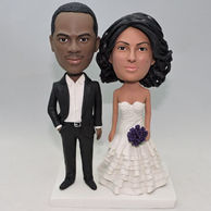 Custom wedding bobblehead with purple flowers for wedding party