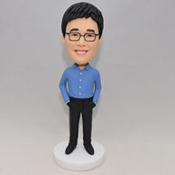 Custom business bobblehead with blue shirt