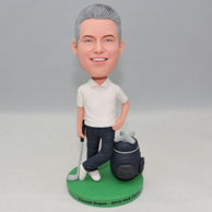 Custom golf player bobblehead with white shirt