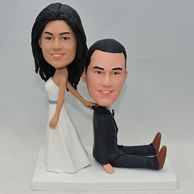 Custom wedding couple bobblehead with white dress