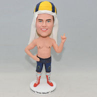 A strong man bobblehead with white headcloth