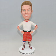 Man waiter bobblehead with red apron