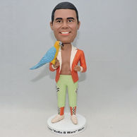 Custom birthday gift bobbleheads with a colorful bird