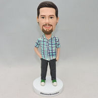 Custom man bobbleehad with colorful shirt for as birthday gift