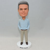 Custom male bobblehead with brown shoes for birthday gift