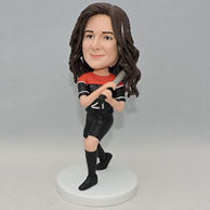Custom female baseball player bobblehead with black outfit
