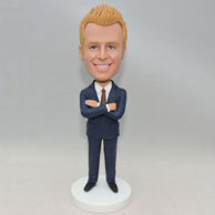 Custom boss bobblehead with the dark blue suit