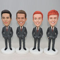 Custom group wedding groomsmen bobblehead with the same black suit