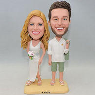 Custom creative couple beach bobblehead with white dress