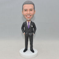 Custom normal standing bobblehead with purple tie