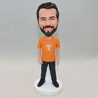 Personalized orange shirt bobblehead with logo