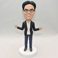 Personalized gift bobblehead with white shirt and funny posture