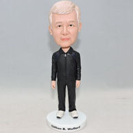 Personalized coach gift bobblehead doll with black jersey