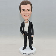 Personalized youg man bobblehead with sunglasses on hand