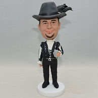 Personalizde man dancer bobblehead with black hat