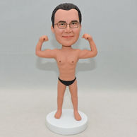 Personalized man swimmer bobblehead with black underclothes