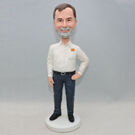 Personalized boss gift man bobblehead wiht dark gray pantalettes